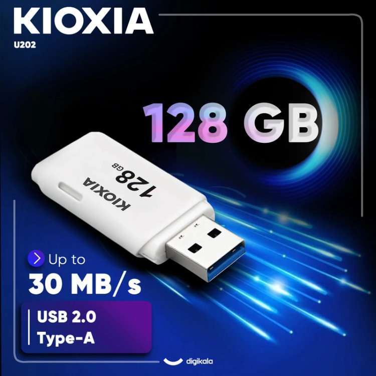 فلش مموری کیوکسیا مدل U202 ظرفیت 128 گیگابایت USB 2.0